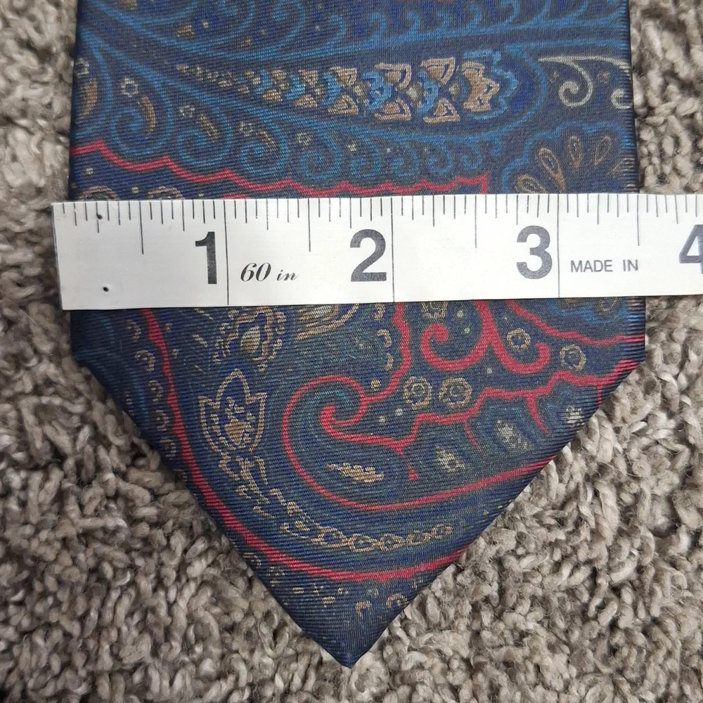 Christian Dior Monsieur USA Paisley Floral Patterned Pure Silk Tie - Blue/Red